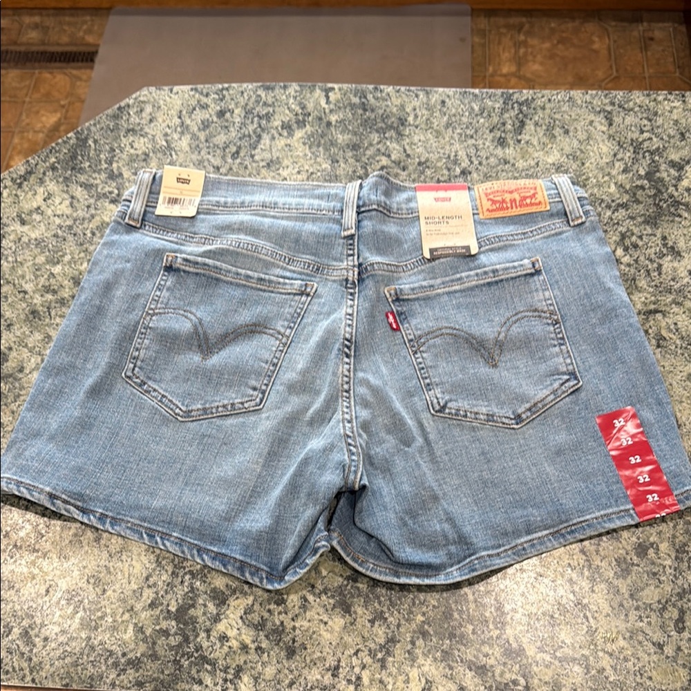 Levi's Blue Jean Shorts with Frayed Hem